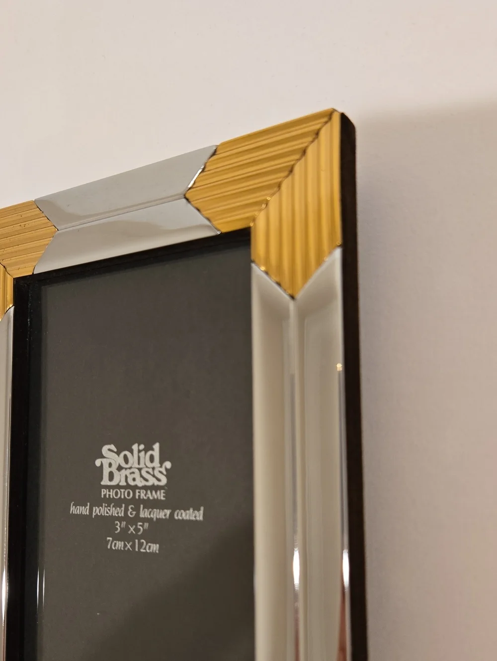 Vintage Solid Brass Gold & Silver Accent Photo Frame 3x5